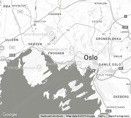 Map of Oslo showing soccer field locations